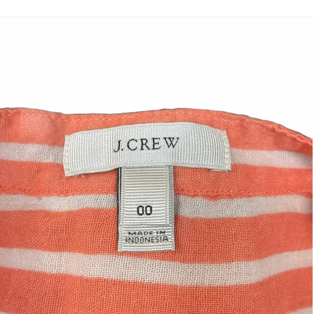 J.Crew Orange/Peach & White Striped Sleeveless Button Down Blouse Top Size 00 - Picture 6 of 8